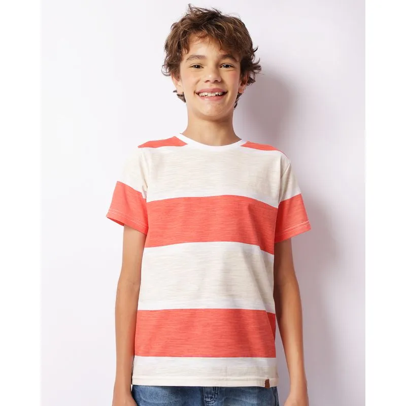 Camiseta Juvenil Manga Curta Flamê Listrada Laranja 16