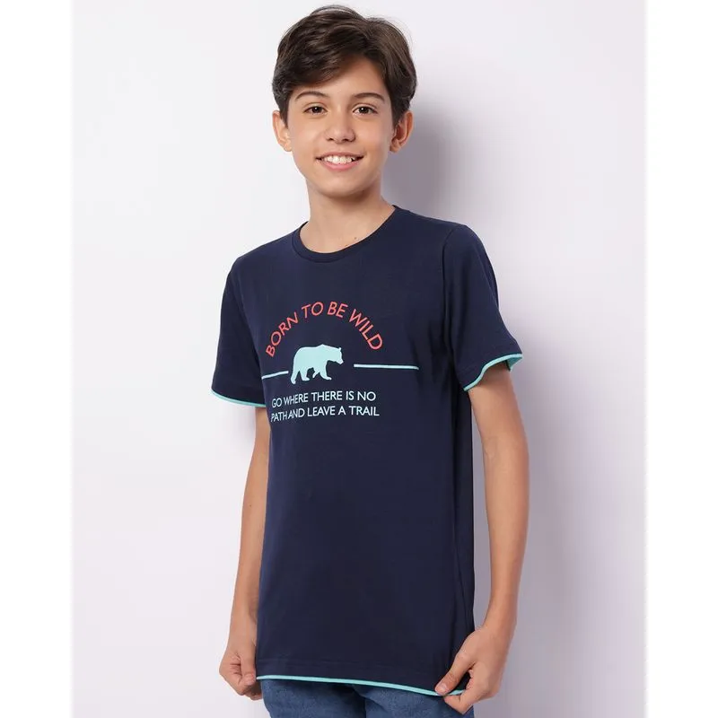 Camiseta Juvenil Estampa Califórnia Manga Curta Marinho 16