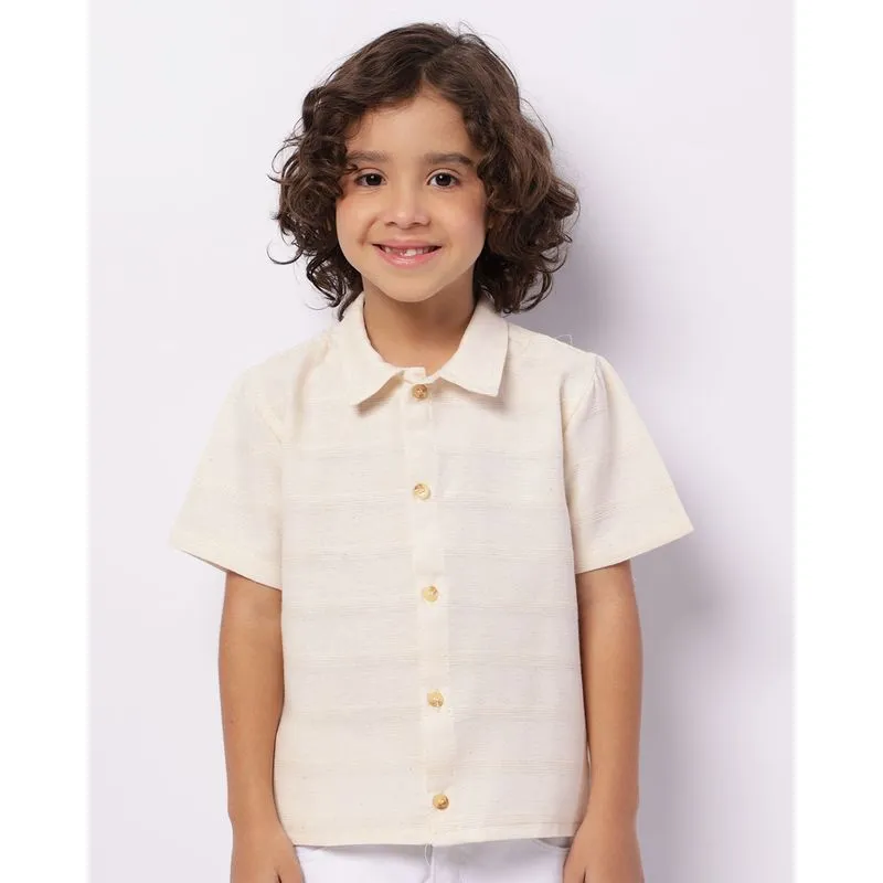 Camisa Infantil Com Botões Manga Curta Off White 4