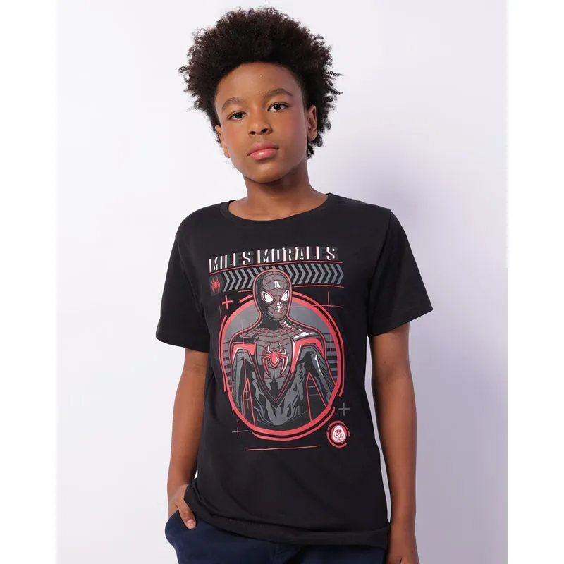 Camiseta Juvenil Marvel Homem Aranha Manga Curta Preta 10