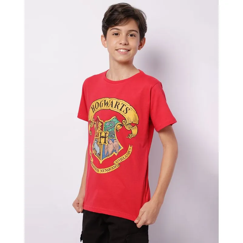 Camiseta Juvenil Manga Curta Warner Harry Potter Hogwarts Vermelha 14
