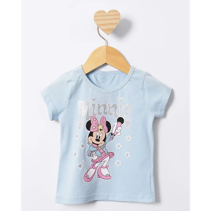 Blusa Bebê Manga Curta Disney Minnie Azul 1