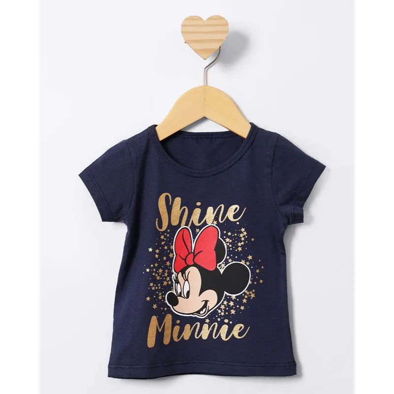 Blusa Bebê Manga Curta Disney Minnie Azul Marinho 3