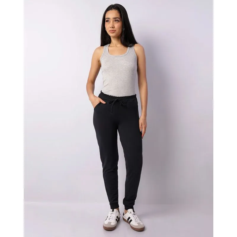 Calça Feminina Jogger Moletinho Cordão Preta G