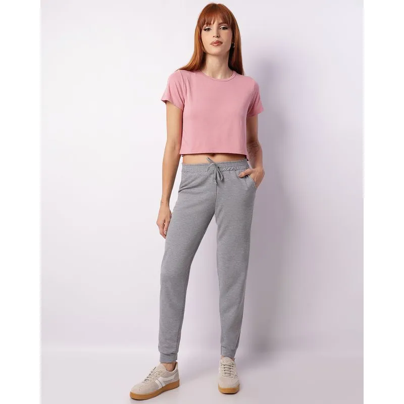 Calça Feminina Jogger Moletinho Cordão Cinza M