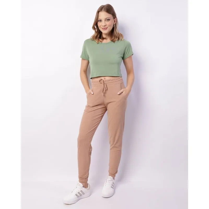 Calça Feminina Jogger Canelada Bege G