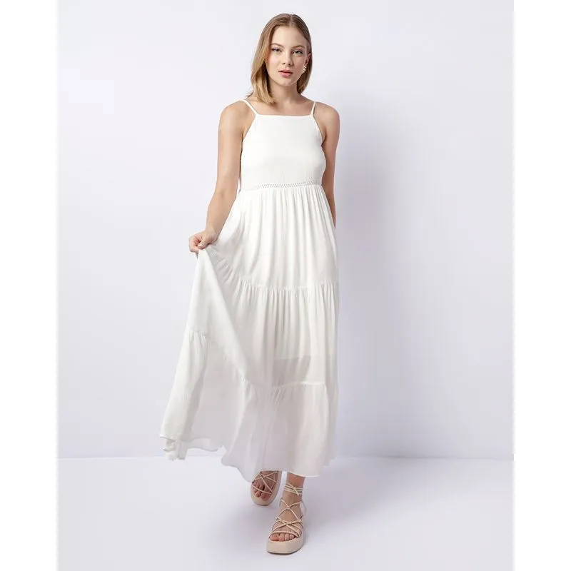 Vestido Feminino Viscose Alcinha Longo Off White M