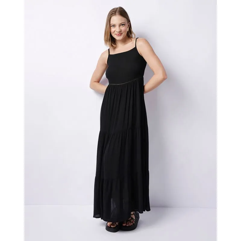 Vestido Feminino Viscose Alcinha Longo Preto G
