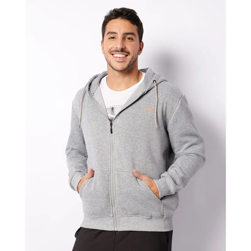Jaqueta Moletom Esportiva Masculina Peluciada Fitter Com Capuz Cinza G