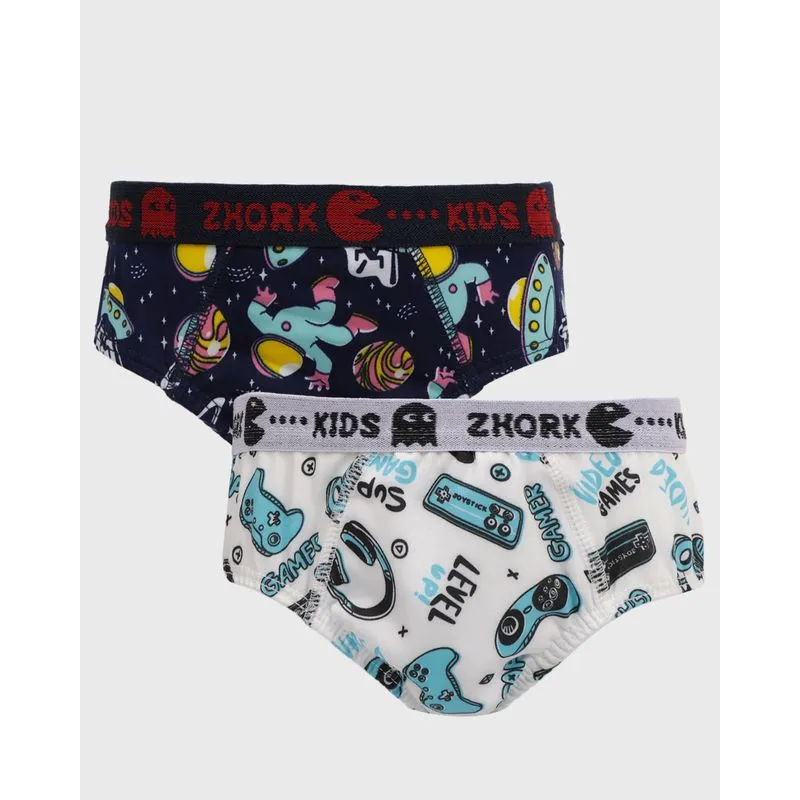 Kit 2 Cuecas Infantil Slip Microfibra Estampa E Cores Sortidas 8
