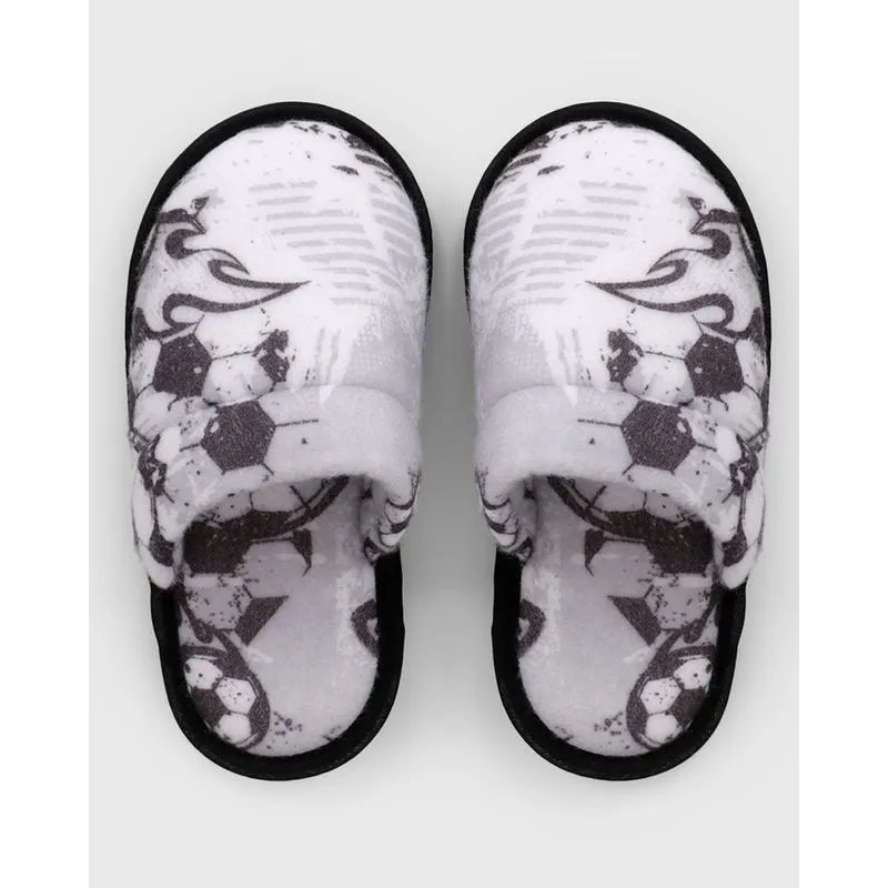 Pantufa Infantil Pelúcia Estampa Futebol Cinza 29/30