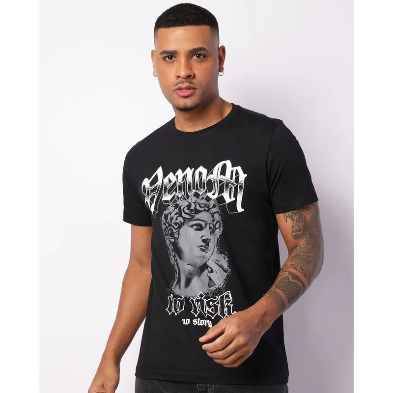 Camiseta Masculina Manga Curta Estampa Mitologia Grega Preta P