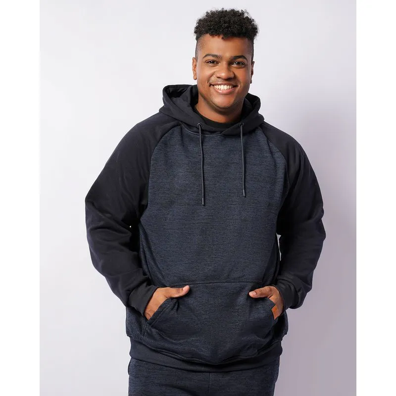 Blusão Moletom Plus Size Masculino Peluciado Com Capuz Marinho G1