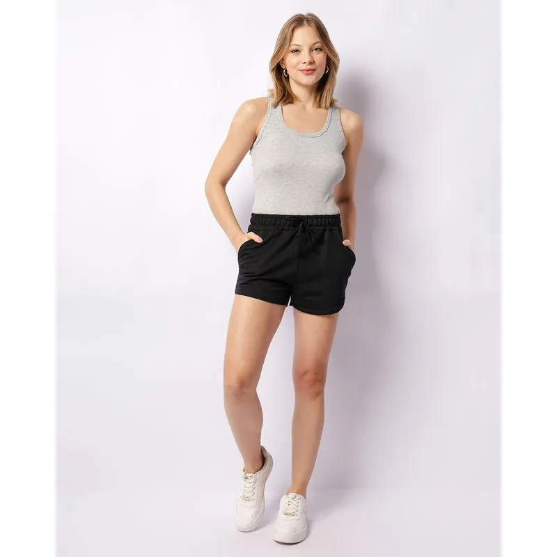 Short Feminino Moletinho Com Bolsos Preto P
