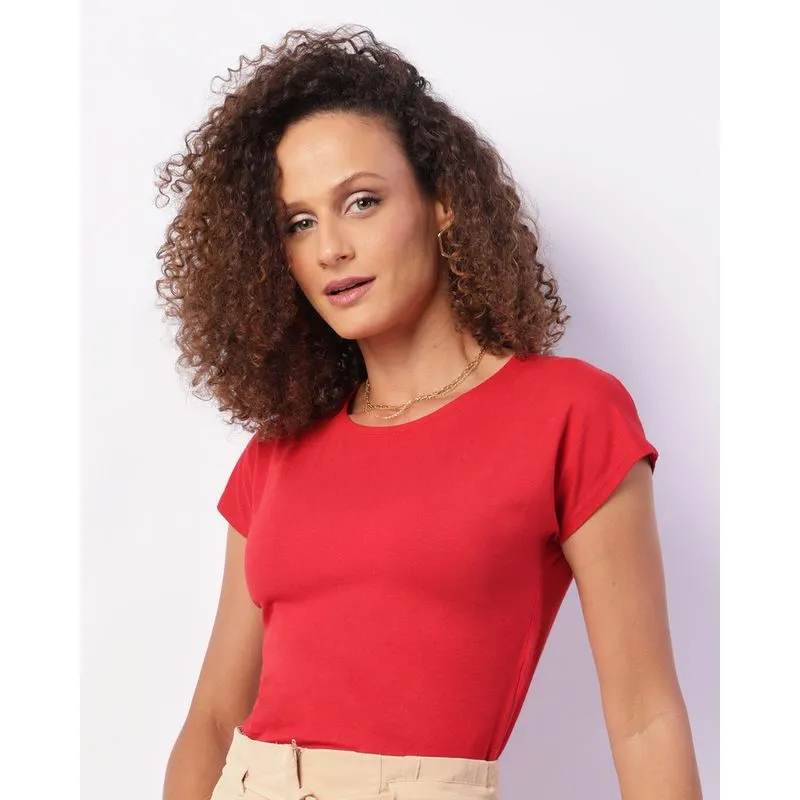 Blusa Feminina Manga Curta Básica Vermelha M