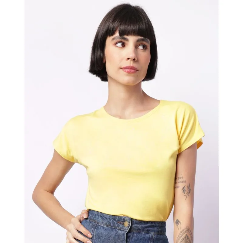 Blusa Feminina Manga Curta Básica Amarela G