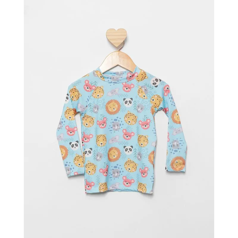 Blusa Proteção UV Bebê Estampada Manga Longa Azul 3