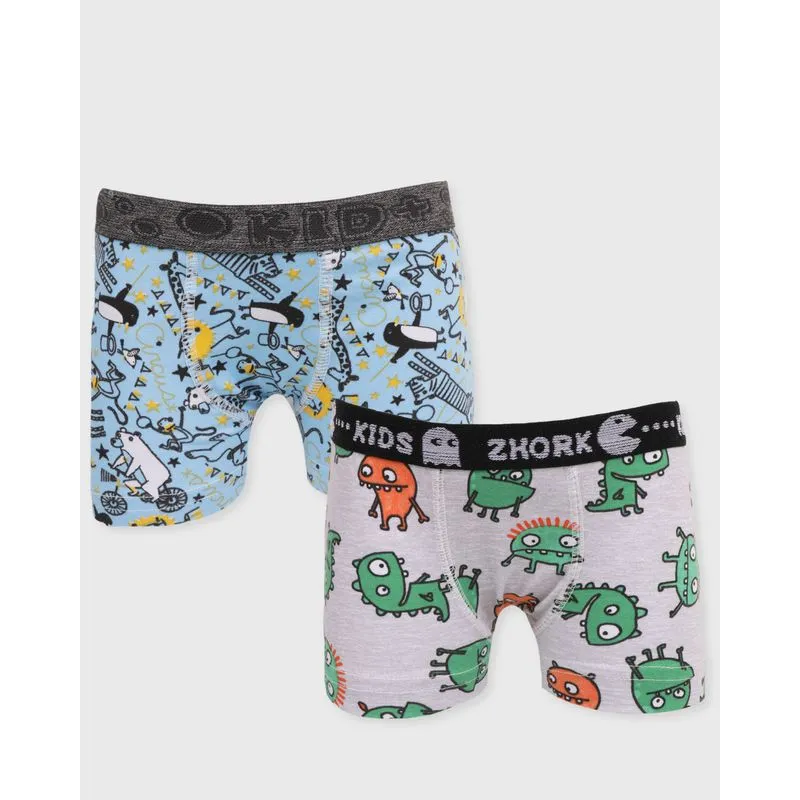 Kit 2 Cuecas Infantil Boxer Estampa E Cores Sortidas 4