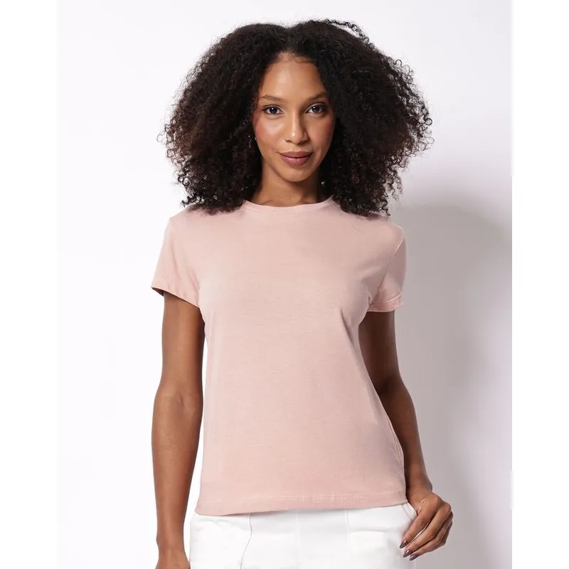 Blusa Feminina Básica Manga Curta Rosa G