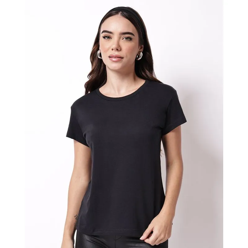 Camiseta Feminina Básica Manga Curta Preta G