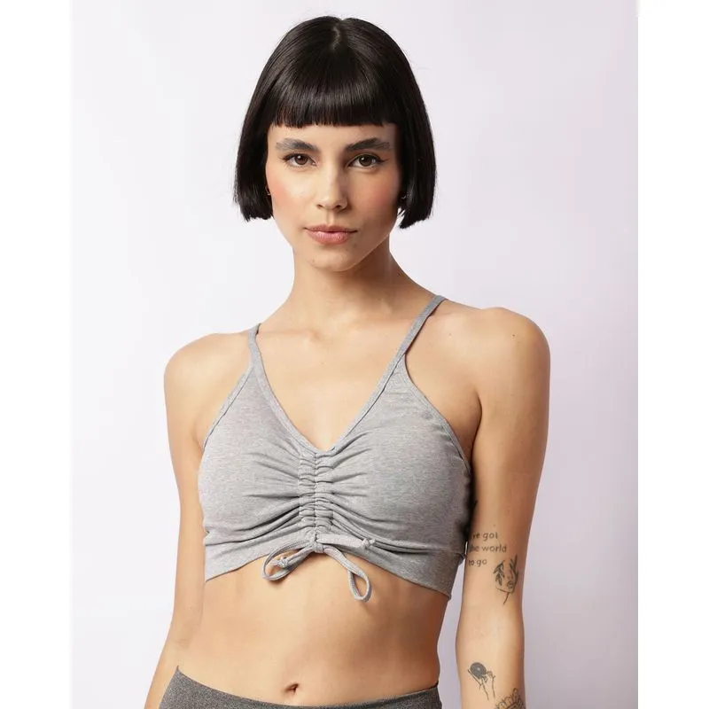 Top Fitness Feminino Alcinhas Com Colissê Cinza G