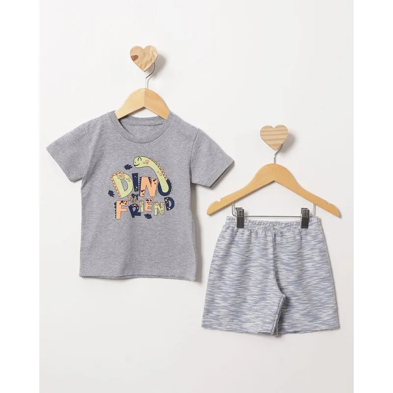 Conjunto Bebê Curto Estampa Dino Cinza 3