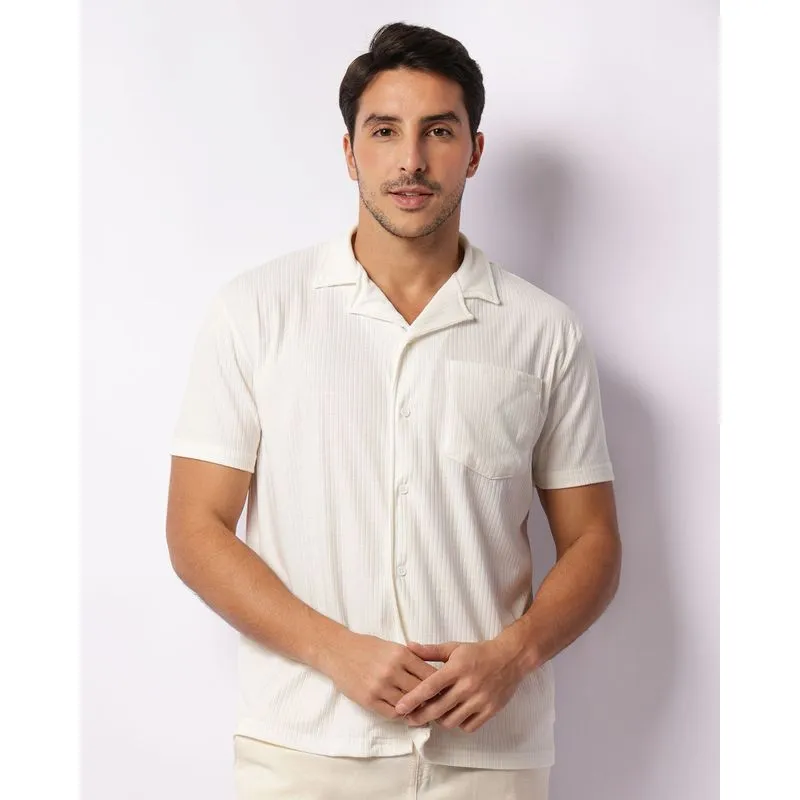 Camisa Masculina Canelada Com Bolso Off White M