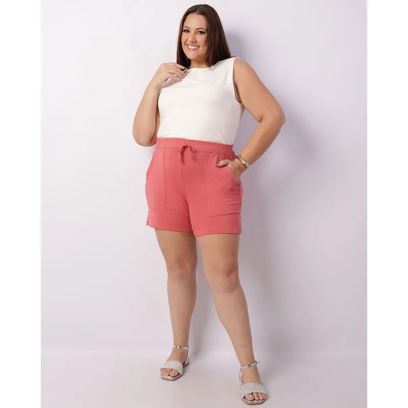 Short Plus Size Feminino Viscose Curto Rosa G5