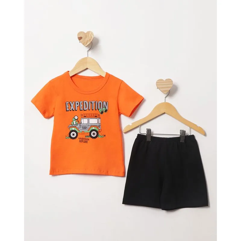 Conjunto Bebe Curto Estampa Carro Laranja 2