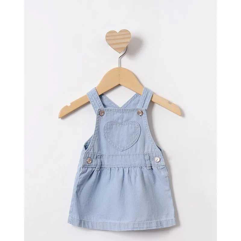Vestido Jeans Bebê Alça Com Botões Azul G