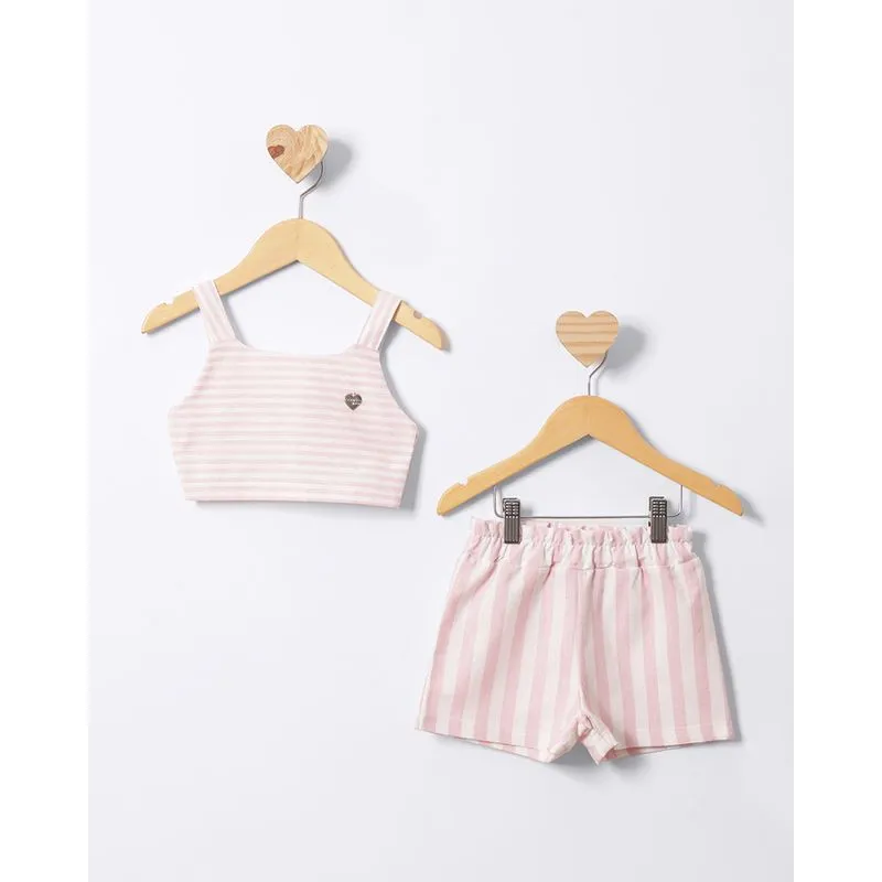 Conjunto Bebê Curto Estampa Listrado Rosa 3