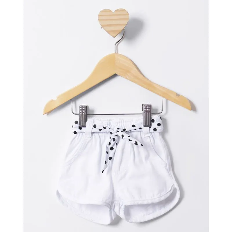 Short Bebê Sarja Boxer Com Faixa De Amarração Branco M