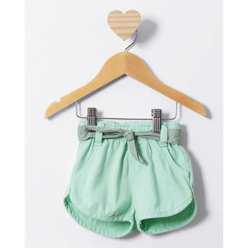 Short Bebê Sarja Boxer Com Faixa De Amarração Verde P