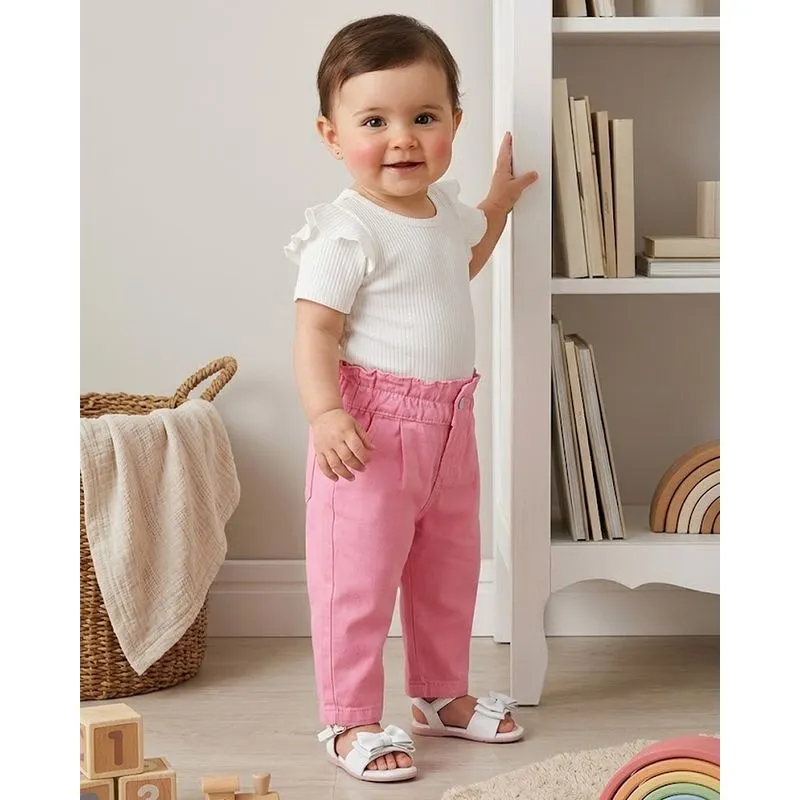 Calça Bebê Sarja Clochard Rosa G