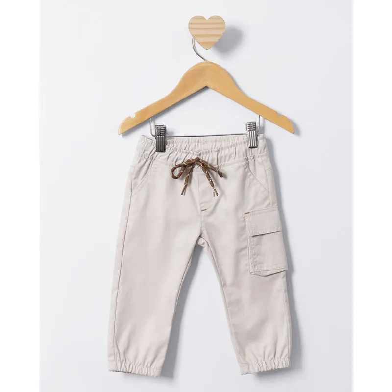 Calça Sarja Bebê Jogger Bolso Cargo Bege P