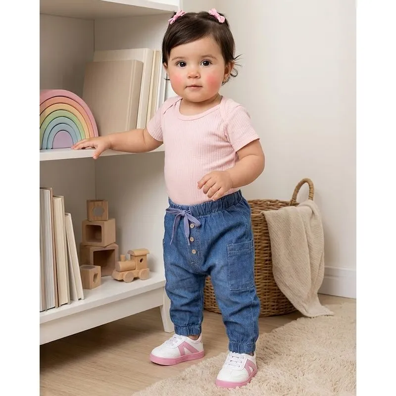 Calça Bebê Liocel Cargo Jogger Botões Azul M