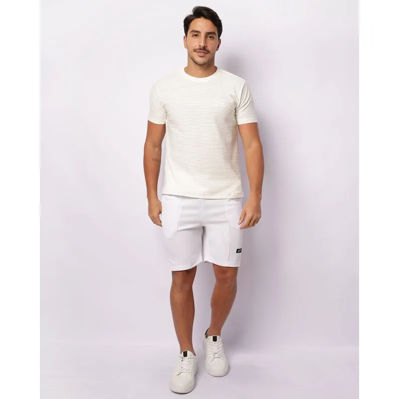 Bermuda Masculina Helanca Com Bolsos Branca GG