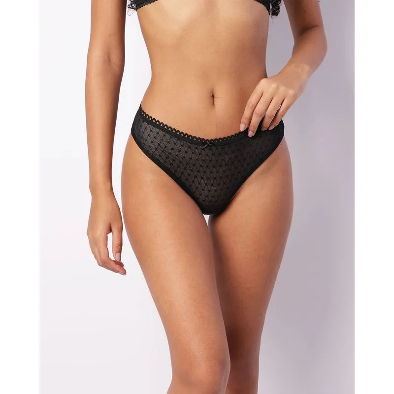 Calcinha Feminina Fio Duplo Tule Preta P