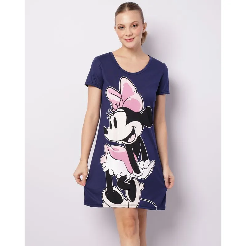 Camisola Feminino Disney Minnie Manga Curta Marinho GG