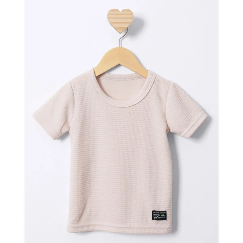 Camiseta Bebê Texturizada Manga Curta Bege 3