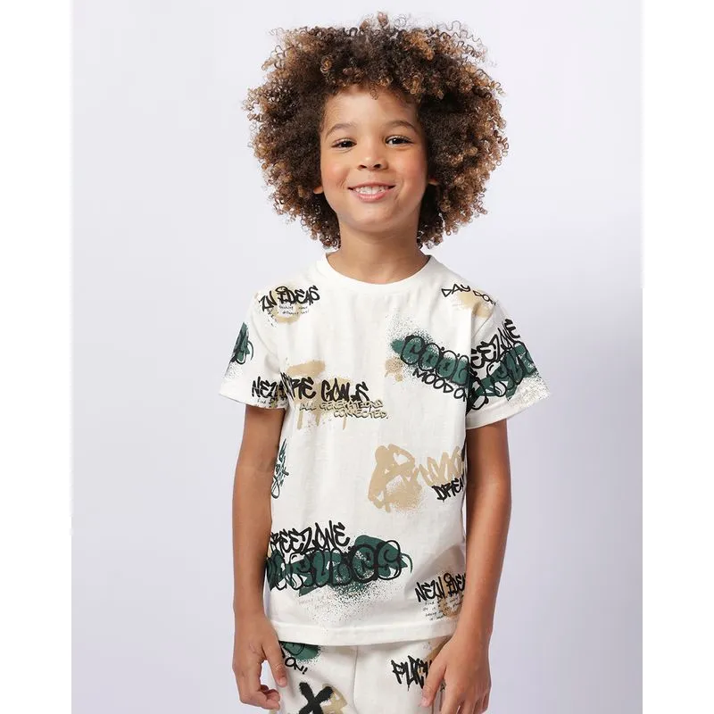 Camiseta Juvenil Manga Curta Estampa Grafite Urbano Off White 4
