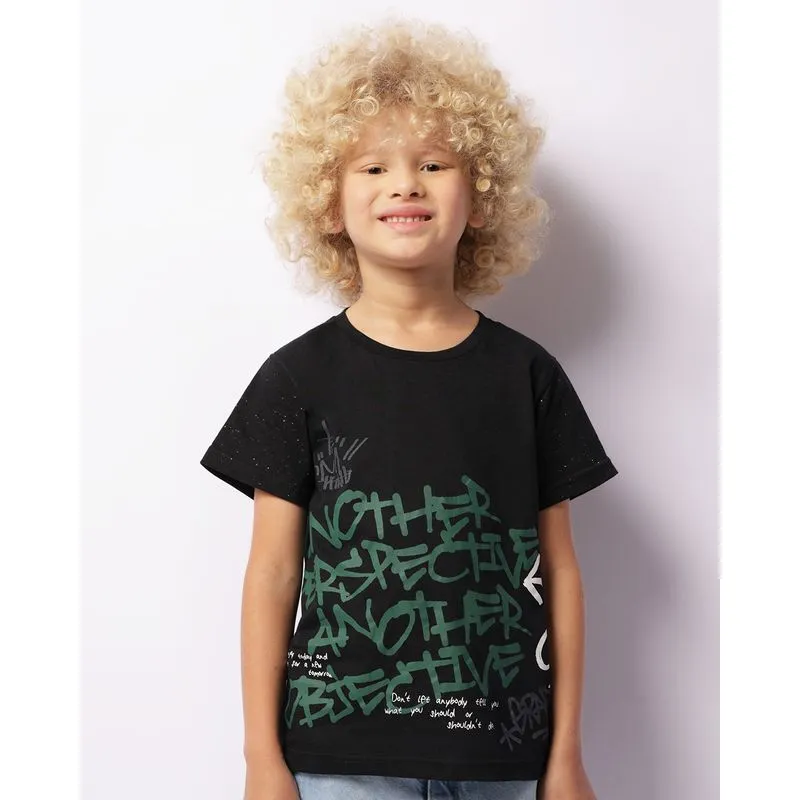 Camiseta Infantil Estampa Escrita Manga Curta Preta 4