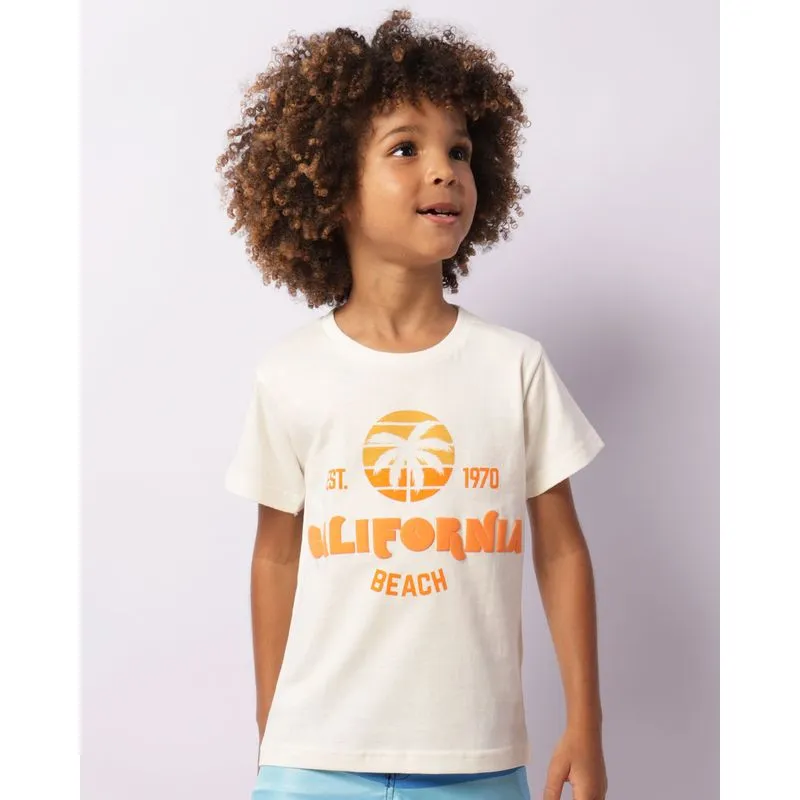 Camiseta Infantil Estampa Tropical Manga Curta Off White 6