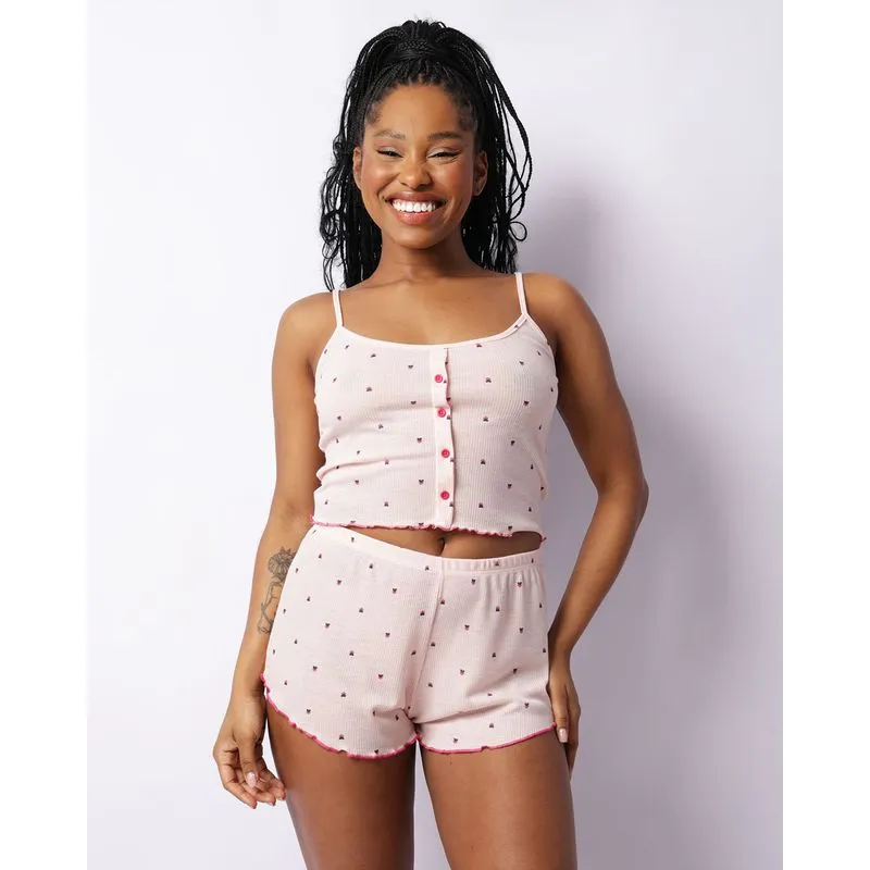 Short Doll Feminino Curto Ribana Floral Rosa G