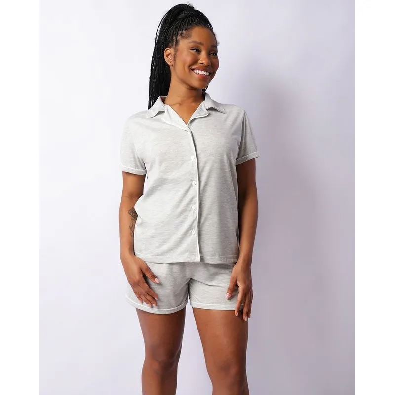 Pijama Feminino Curto Americano Cinza G