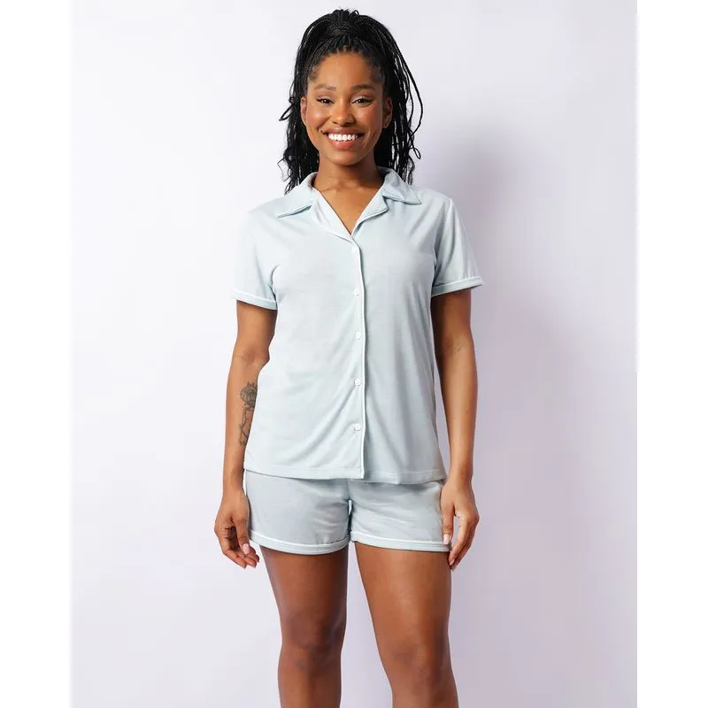 Pijama Feminino Curto Americano Azul G