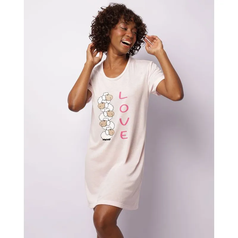 Camisola Feminina Curta Estampa Frontal Rosa P
