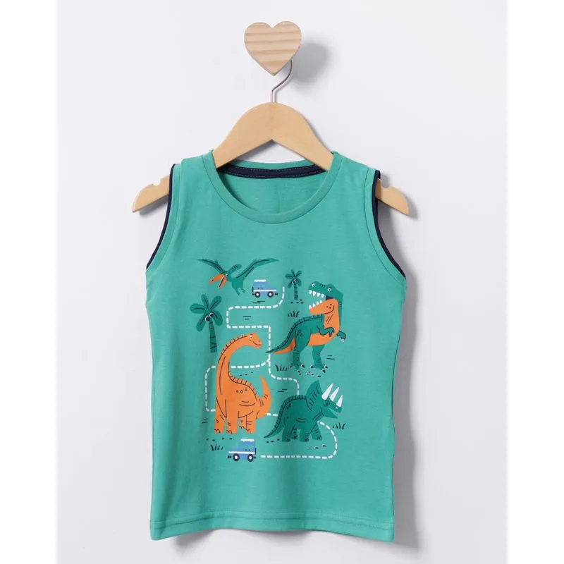 Regata Bebê Estampa Dinossauro Verde 1