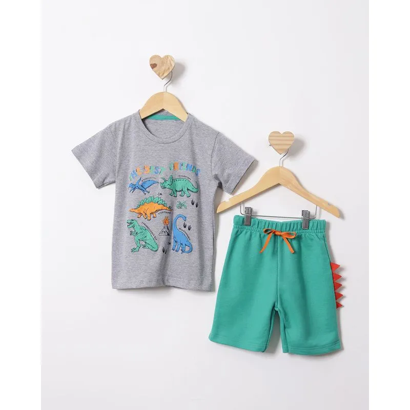 Conjunto Bebê Curto Estampa Jacaré Interativa Cinza 3
