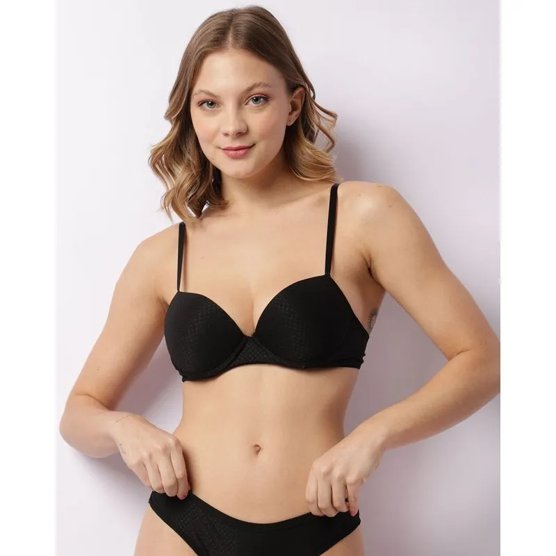 Sutiã Feminino Com Base E Bojo Texturizado Preto 42